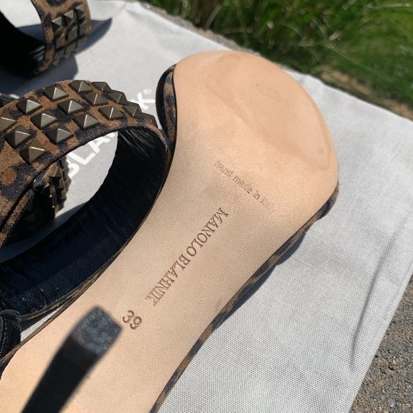 Manolo Blahnik Rocco Studded-toe Heeled Sandal in - Picture 10 of 11